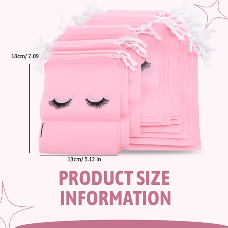 A15F-50 Pieces Eyelash Aftercare Bags Plastic Makeup Bags Toiletry Makeup Pouch Cosmetic Travel With Drawstring 6
