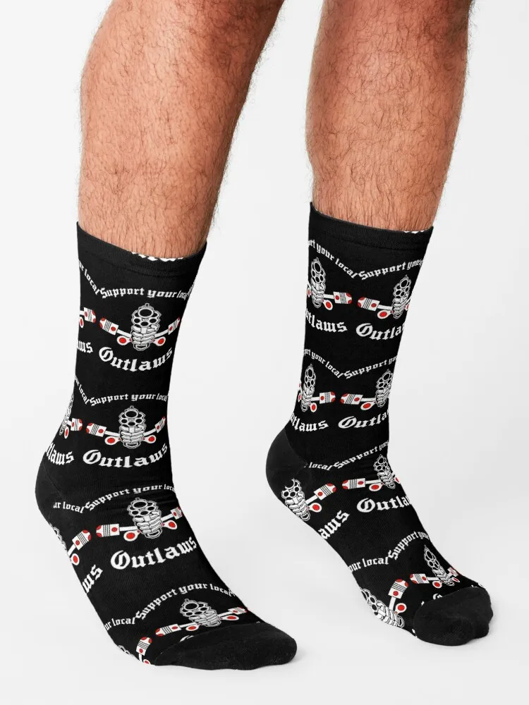Outlaw mc Support Gift Halloween Day, Thanksgiving, Christmas Day Socks Men gift ankle socks Fun socks