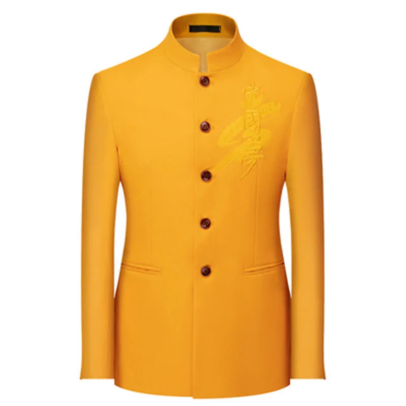 

776The latest Chinese style stand collar Zhongshan suit for groom men's youth