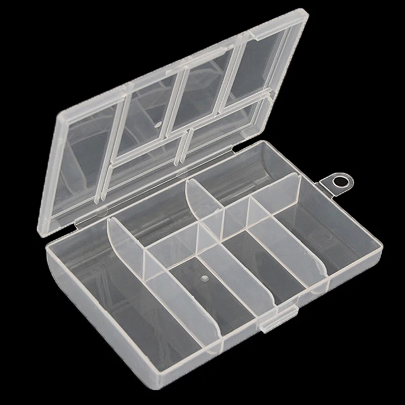 

Portable Transparent Rectangle 6 Grids Storage Boxes For Buttons Beads Medicine Containers Case Jewelry Display Box