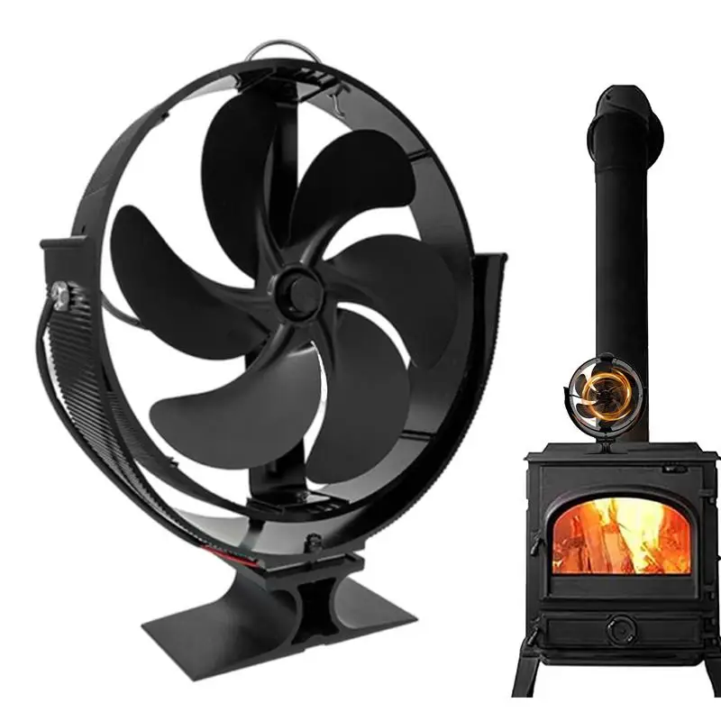 

Fireplace Fan Heat Powered Non-Electric Rotating Fan Stove Fan With Protective Cover For Log Burner Wood Burning Stoves Pellet
