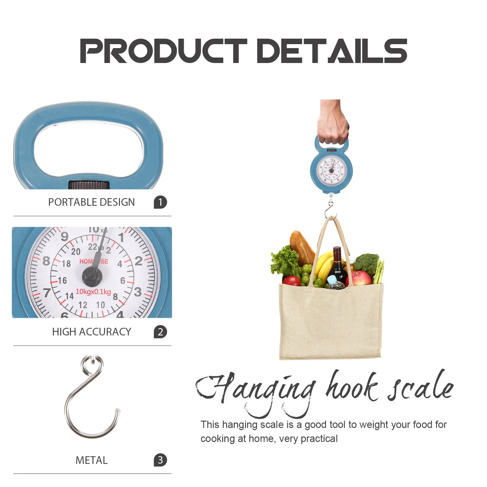 휴대용 스프링 저울 10kg 소형 걸이형 수하물 체중 과일 여행용 디지털 저울 낚시 요리용