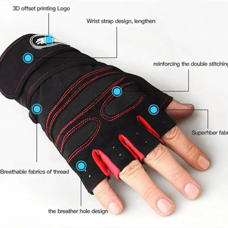 Outdoor Sport Gloves for Men Women Wrist Guard Fitness Gym Cycling Hiking Boxing Exercise Training Workout Long Wrist Fingerless 2