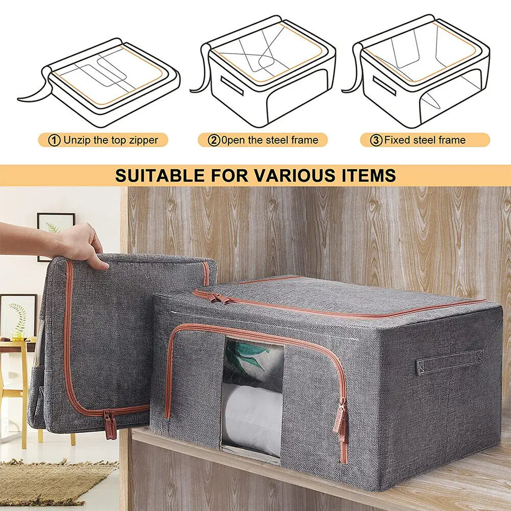 Foldable Leather Clothes Storage Organizer Large Capacity Quilt Blanket Toys Closet Organizer Wardrobe Organizer Boxes Supplies 4