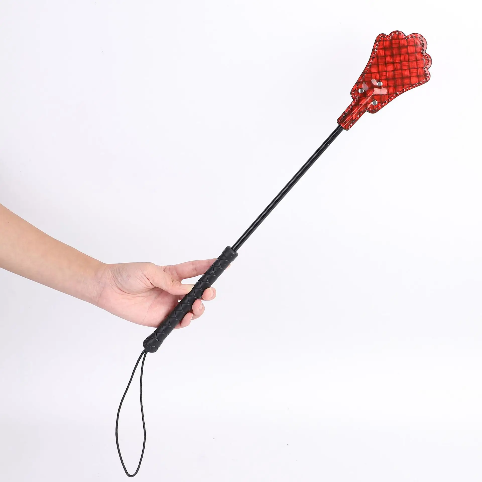 Neon Grid Pattern PU Leather Horse Whip,Horse Riding Bat Flogger Whip for Horse Training 49cm 5
