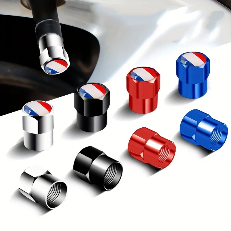 France Flag Car Wheel Tire Valve Caps Tyre Stem 4PCS For Peugeot 308 3008 307 207 208 508 2008 306 406 4008 5008 206 408 2008