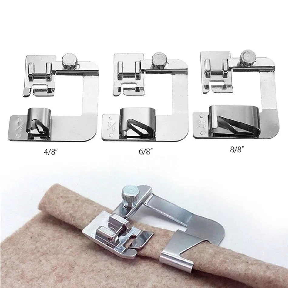 

3Pcs Adjustable Wide Rolled Hem Presser Foot Sewing Machine Foot Narrow Rolled Hemming Foot for Low Shank Sewing Machine