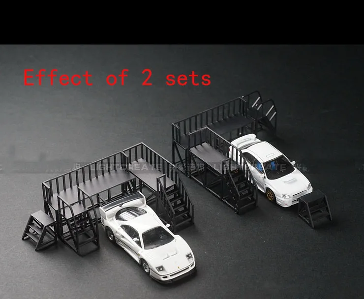 1:64 Combined Maintenance Ladder Garage Accessories Tool For Car Model Scene Parking Lot Stairs 4