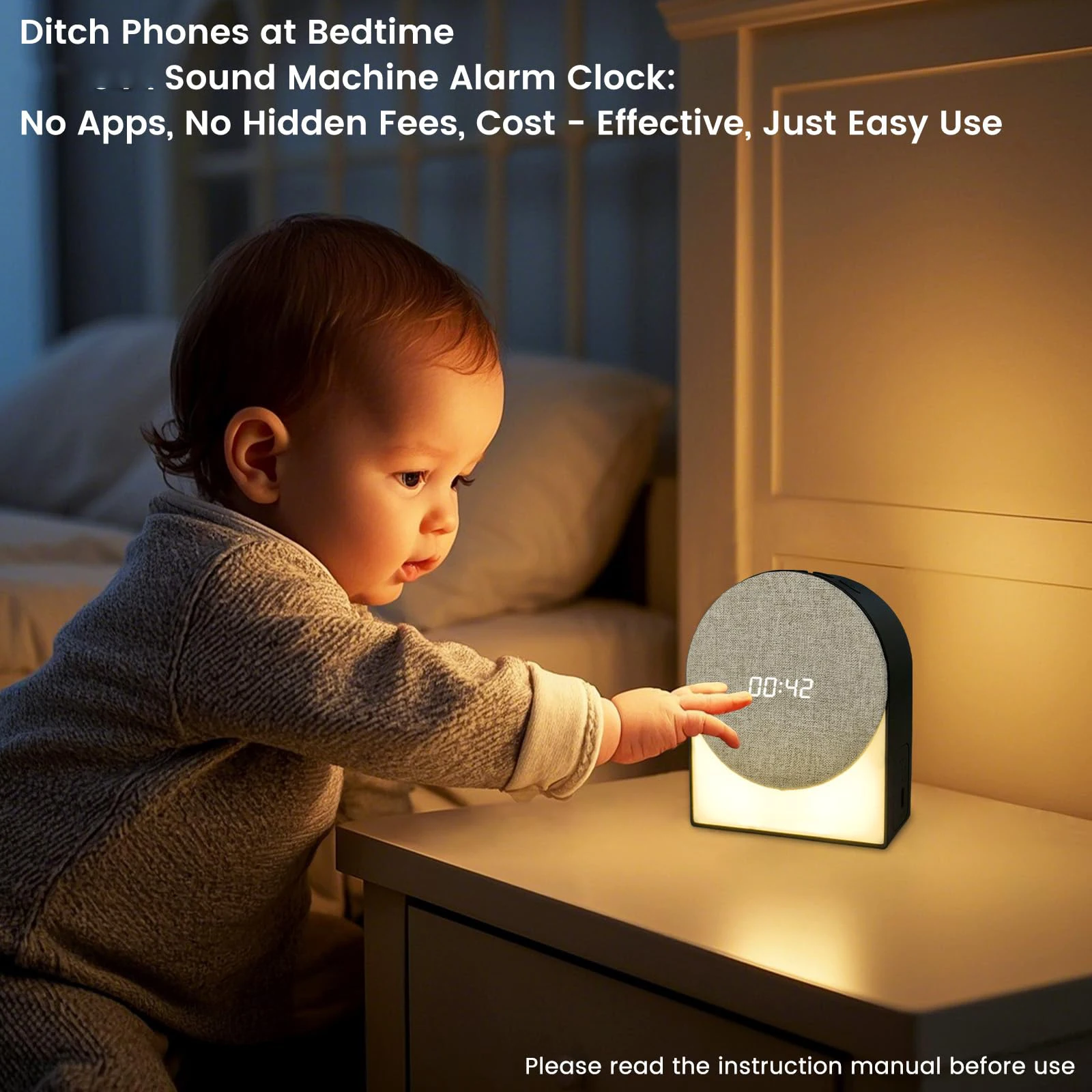 Mini Portable Sleep Bluetooth Speaker Wireless White Noise Sleep Aid Soundbar LED Night Light with Time Alarm Clock Sleep Timer