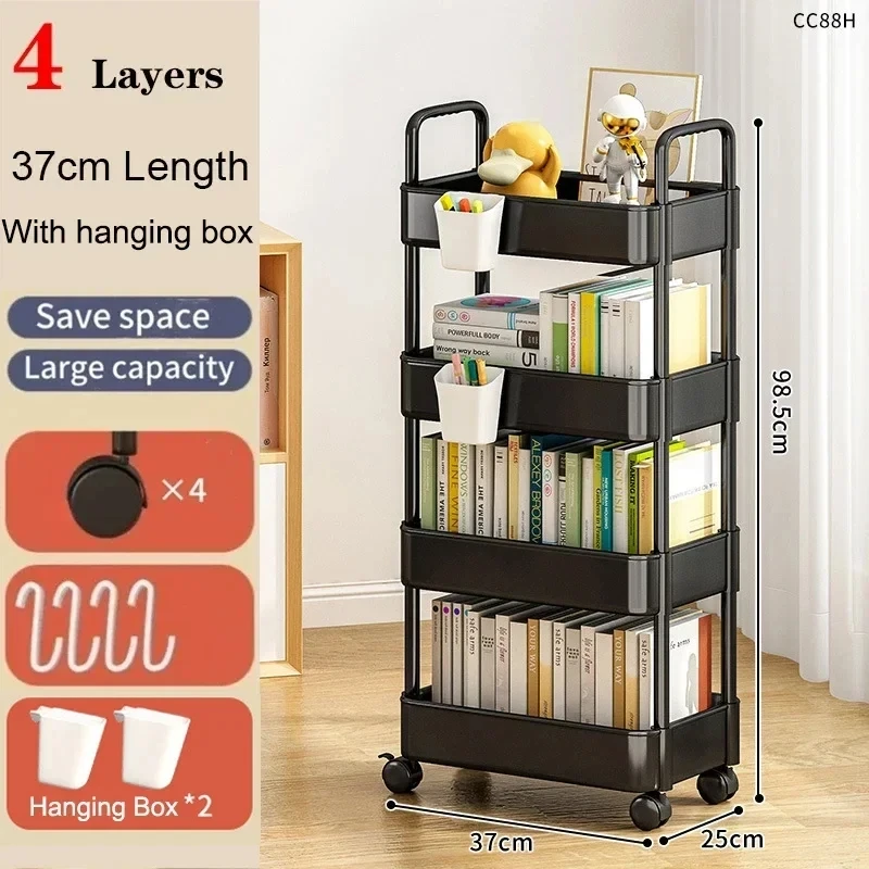 Hand push frame kitchen floor bedroom multi-layer baby snacks mobile bathroom bathroom storage rack