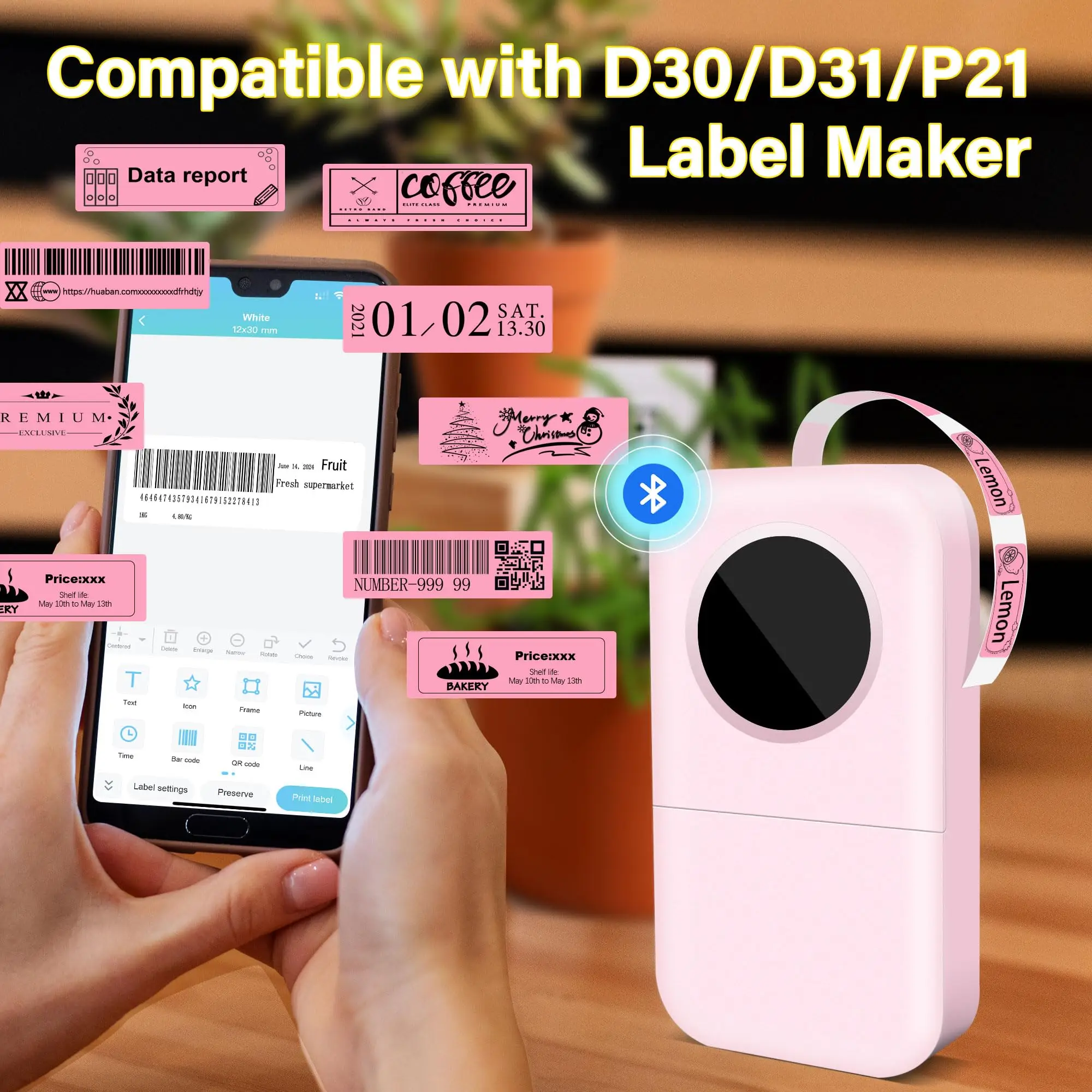 3 롤 핑크 열전사 라벨 용지 12x40mm 160 라벨/롤 홈 오피스 이름표용 방수 ..