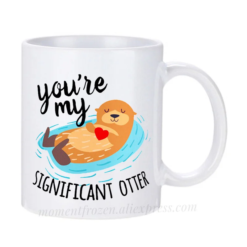 

Kawaii Otter Coffee Mugs, Cocoa, Kaffee, Milk Cup, Beverage, Mokken, Juice, Drinkware, Teaware, Valentines Gift
