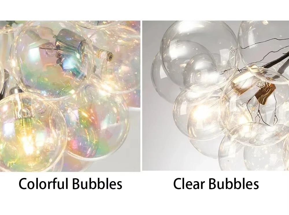 북유럽 스타일 컬러풀/투명 버블 LED 천장 샹들리에 식탁용 어린이 방 풍선 홈 데코 조명