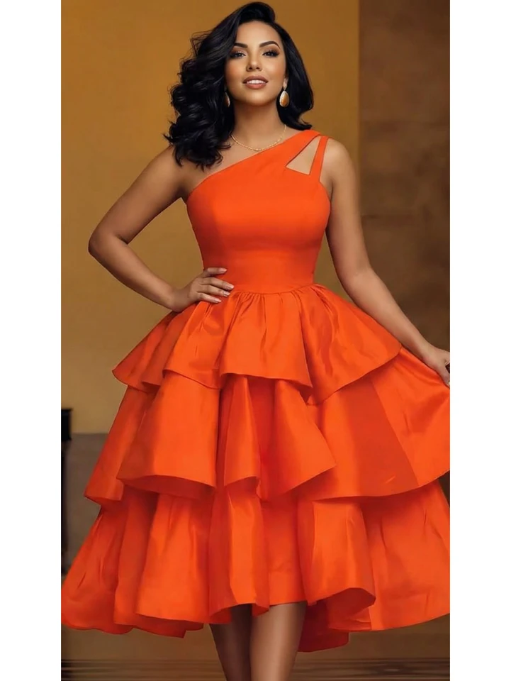 Elegant One Shoulder Cutout Midi Dress for Women