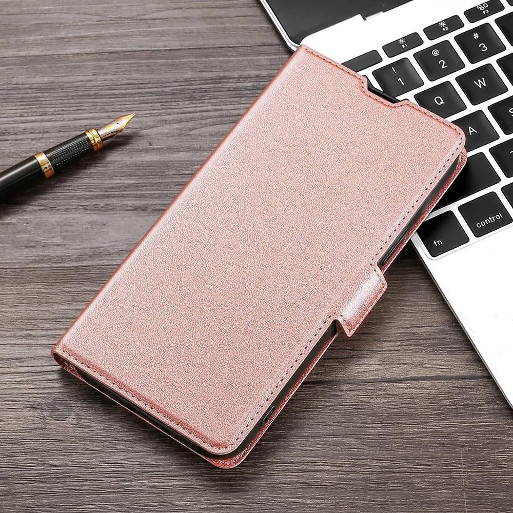 Premium PU Leather Wallet Phone Case with Card Holder and Wrist Strap - Flip Cover Design