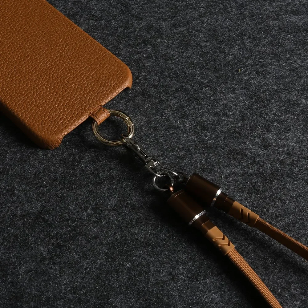 USB Charging Cable Genuine Leather Case For iPhone 16 Pro Max 15Pro 11 13 12pro 14Pro Strap Crossbody Lanyard Phone Cover