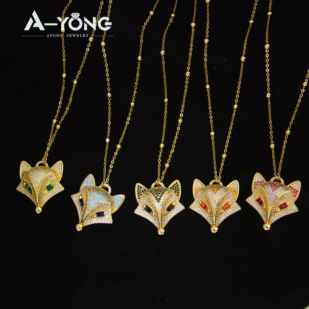 Luxus Dubai vergoldet Füchse Halskette 21k Gold Farbe italienischen Zirkon Mode Tiere Halsreifen Oman Frauen Event Party Schmuck