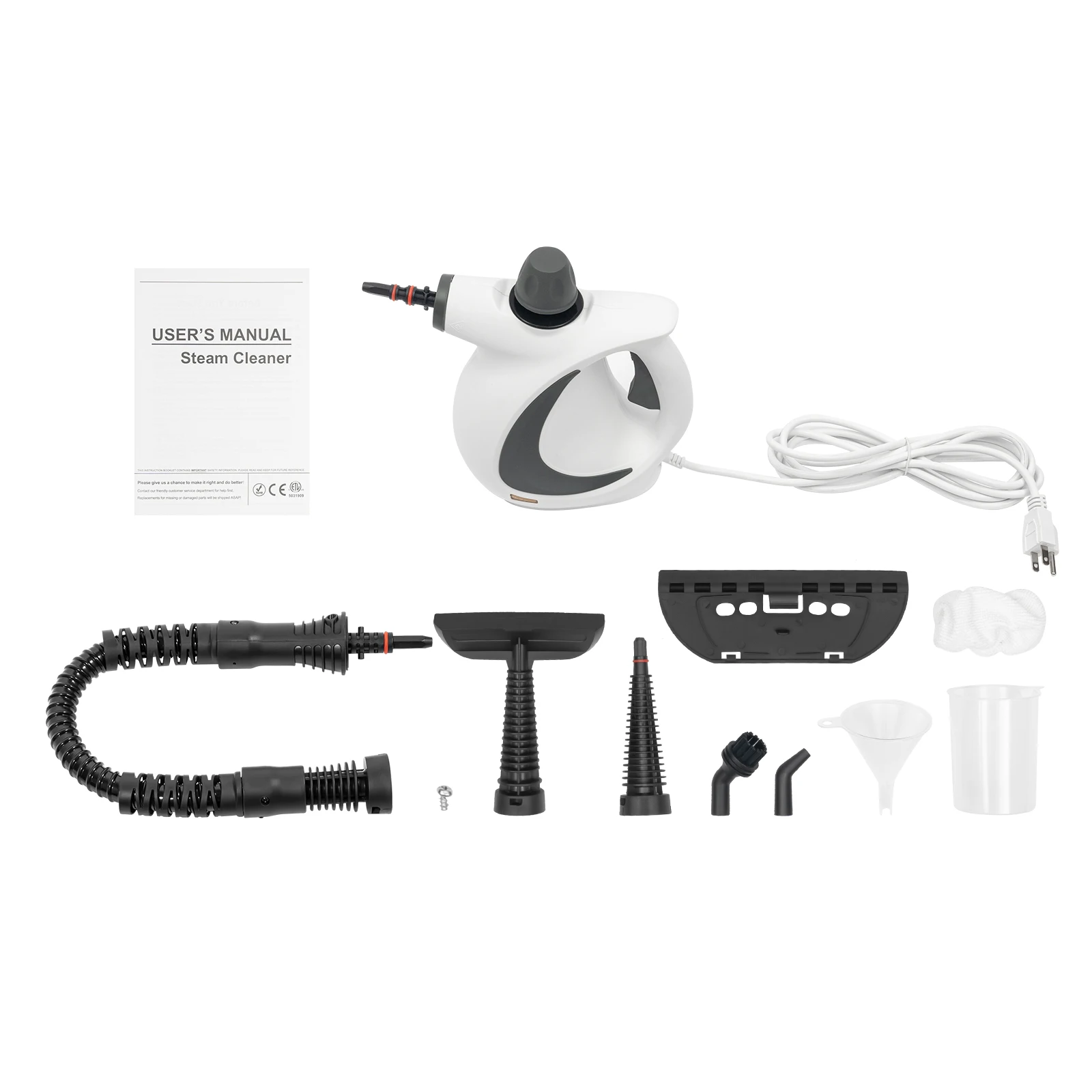 Complete steam cleaner kit with all included accessories