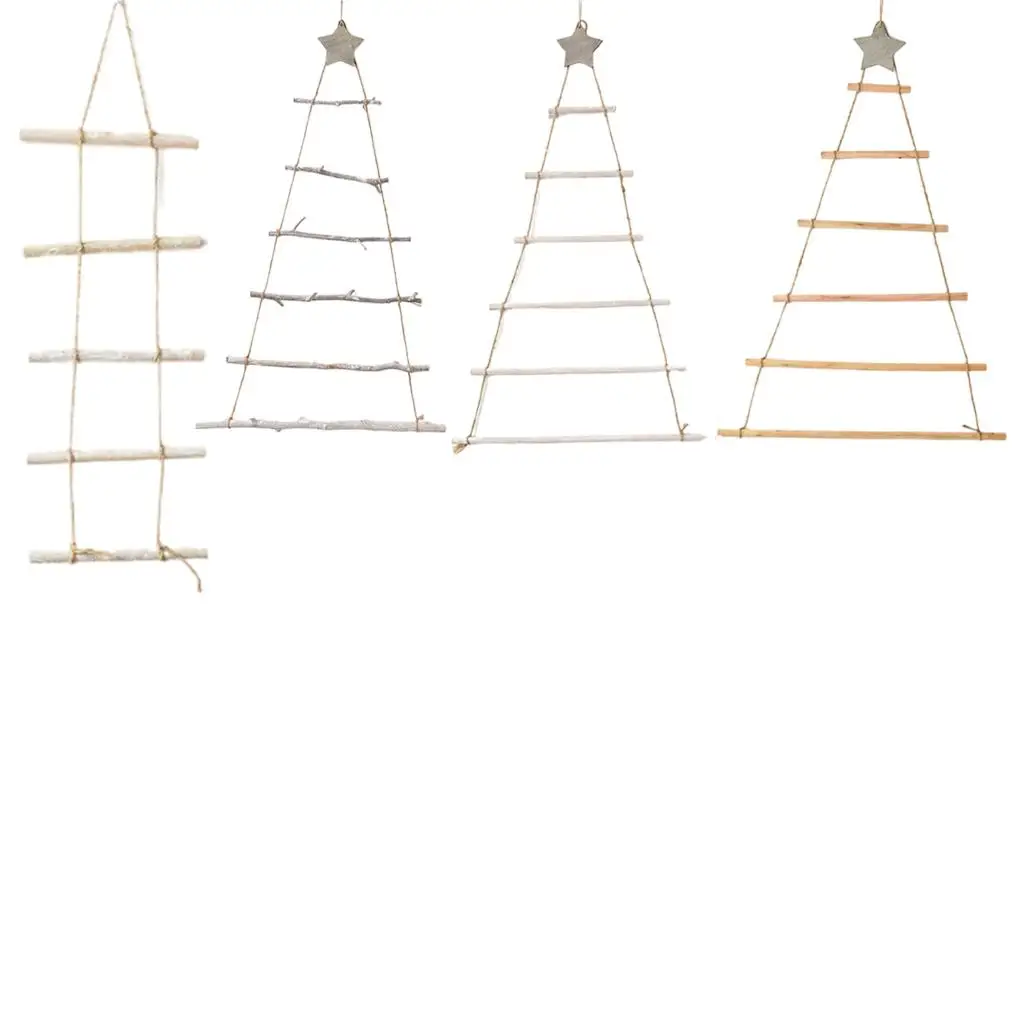Christmas Tree Ornaments Christmas House Ornaments Christmas Tree Jute String Crafts Wooden Ladder