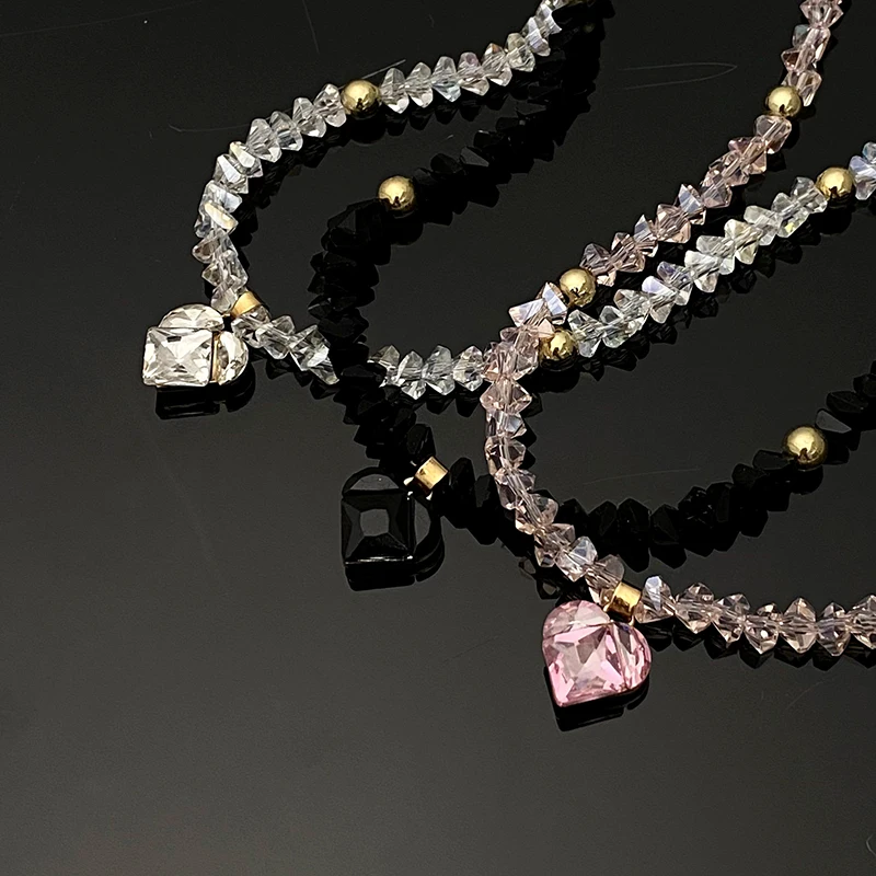 Sd4bc81a7ce8141068541e53d2e72c642t Fashion Y2K Zircon Heart Pendant Crystal Choker Necklaces for Women Sweet Cool Style Temperament Beaded Necklace Party Jewelry Mallzona