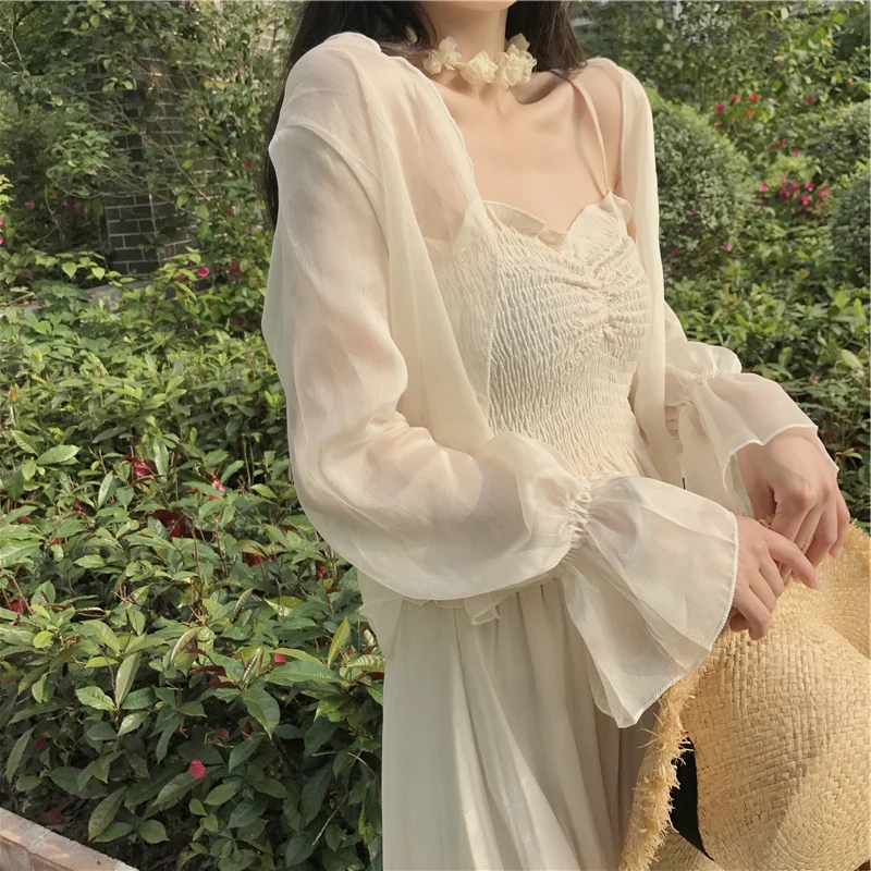 Apricot White Black Women Long Sleeve Open Front Sheer Bolero Chiffon Shrug Cardigan Wrap For Wedding Party Dress Cape Cover Up wedding shawl