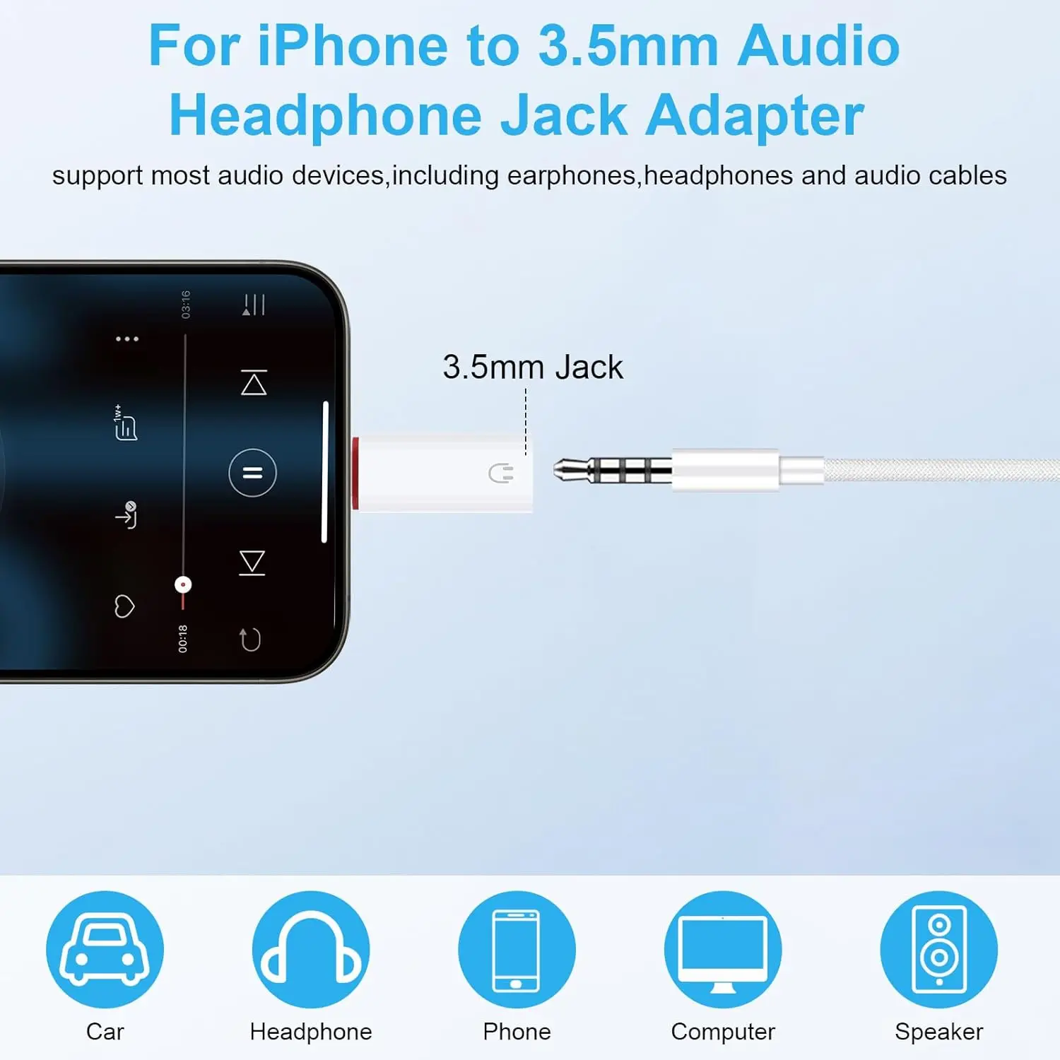 USB C - 3.5mm 이어폰 어댑터 3.5 잭 USB C 오디오 컨버터 (아이폰 15, 삼성 타입 C - 3.5mm 헤드폰 커넥터용)