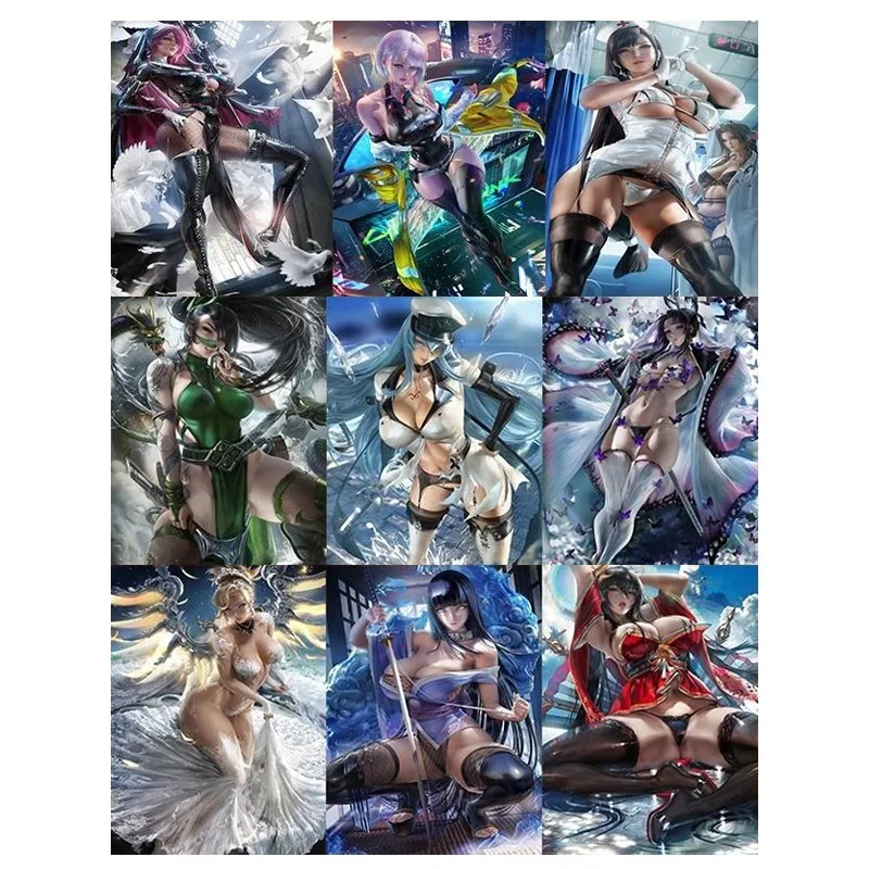 

9pcs/set ACG Sexy Girl Lucy Tifa Lockhart Animation Characters Flashcards Anime Classics Game Collection Cards Toy Gift