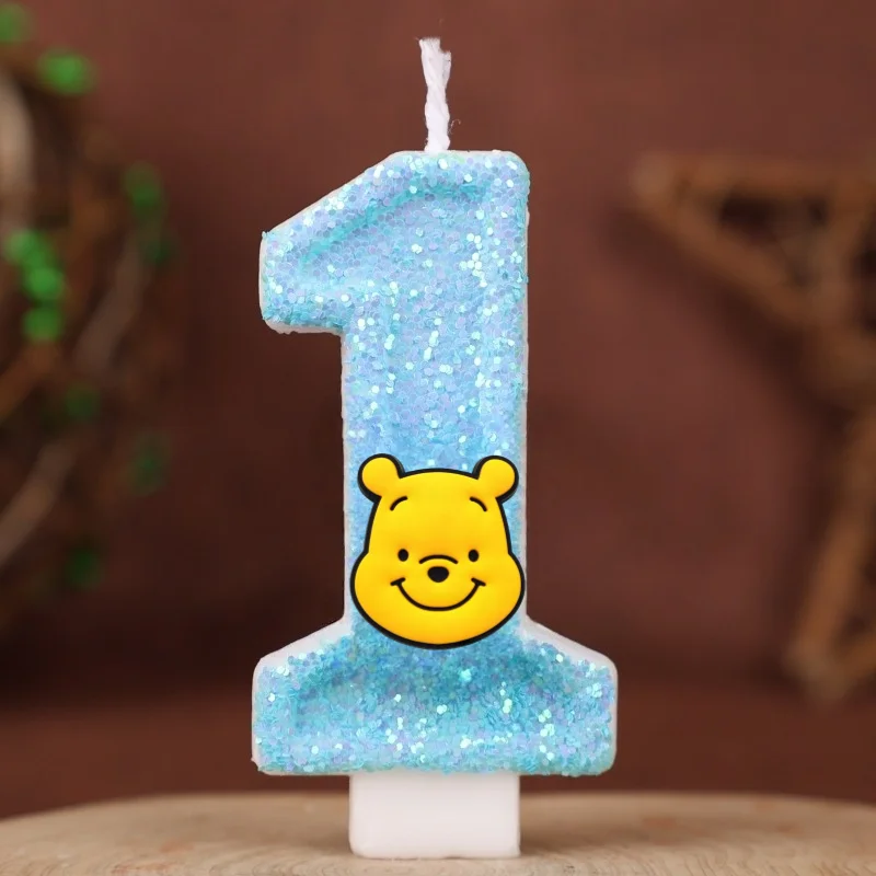 Süße Winnie The Pooh Digitale Kerze Nummer 0-9 Kindergeburtstag Kuchen Dekoration Lieferungen Cartoon Anime Party Zubehör Zubehör