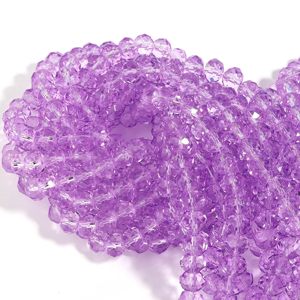 1줄/묶음 3/4/6/8/10mm 퍼플 크리스탈 비즈, 각진 유리 비즈, 느슨한 스페이서 비즈, 쥬얼리 제작 DIY 목걸이 팔찌용