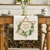 Hexagram Flowers Passover Linen Table Runners Kitchen Table Decor Pesach Star of David Jewish Festival Party Table Runners Decor 2