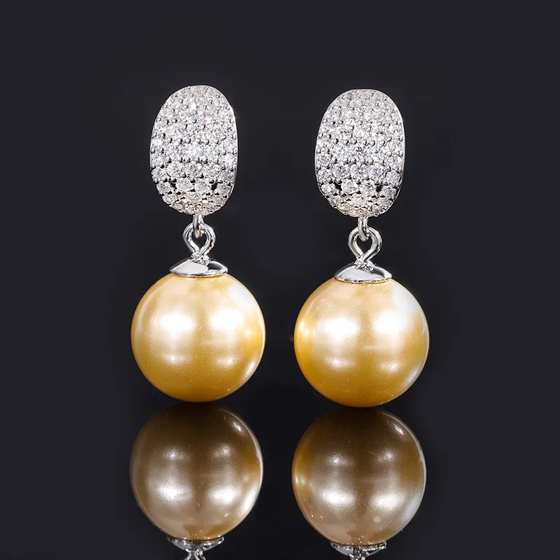 S925 silver inlaid Aobeimu pearl fashion women's pearl earrings birthday gift 12mm