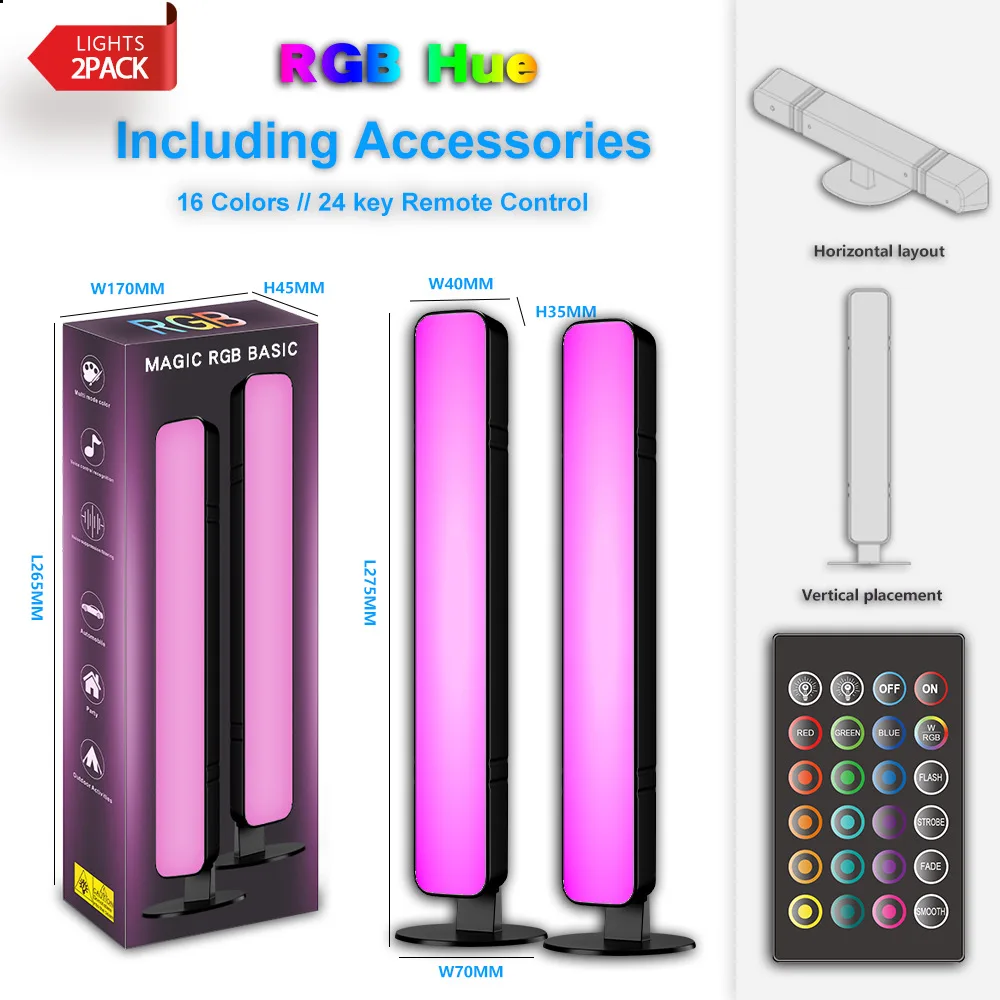 LED RGB Lightbar 2 Pezzi – Barra Luminosa Da Gioco Con Controllo Musicale E App, Retroilluminazione Per TV E PC, 32 Cm - 5