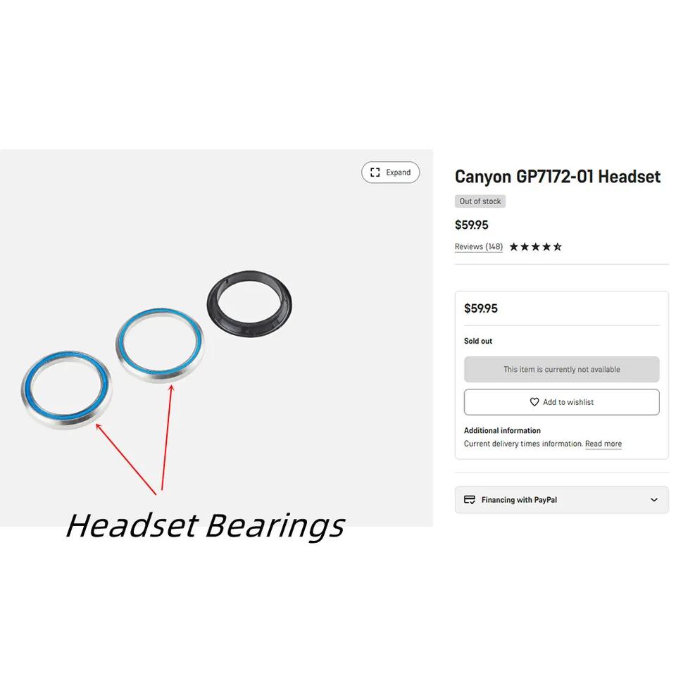 Canyon Gp7172-01 Headset Bearing Kit (includes Cf Slx Parts Canyon