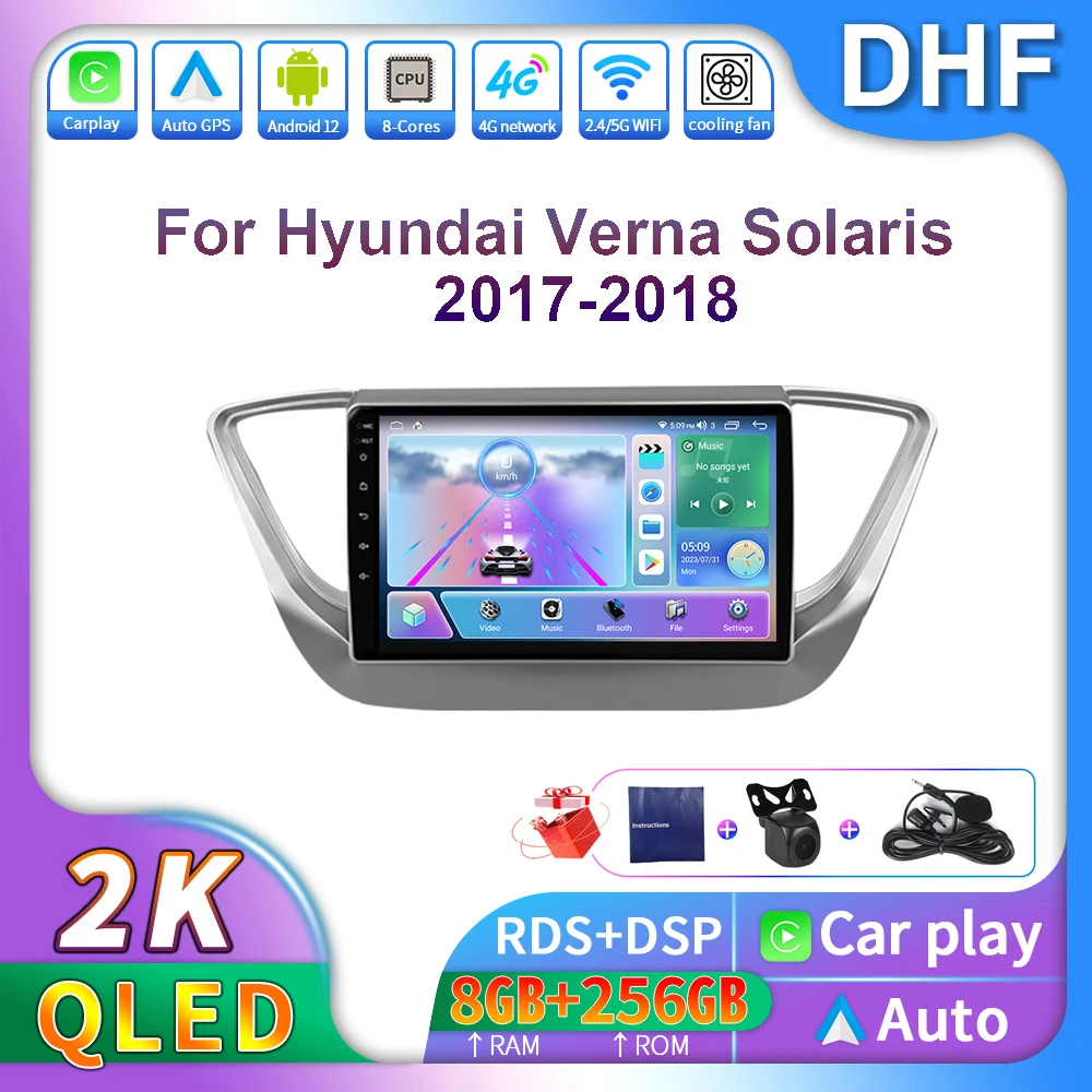 

Автомобильное радио DHF Android 13 для Hyundai Solaris 2 Verna 2017 2018 2019 2020 мультимедийный видеоплеер навигация GPS стерео головное устройство