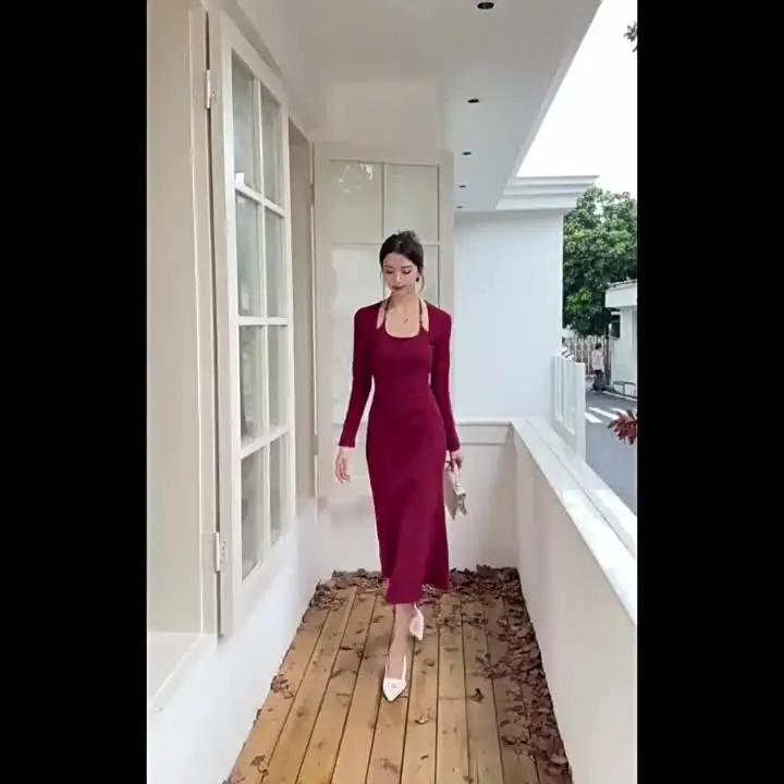 Женское платье MingJieBiHuo черное/красное