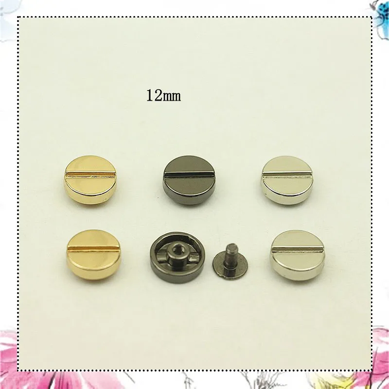 50Sets 12mm Round Rivet Nails Screw Studs Metal Buckles Snap Hook Bag Hardware Handbag Decorative DIY Leather Craft