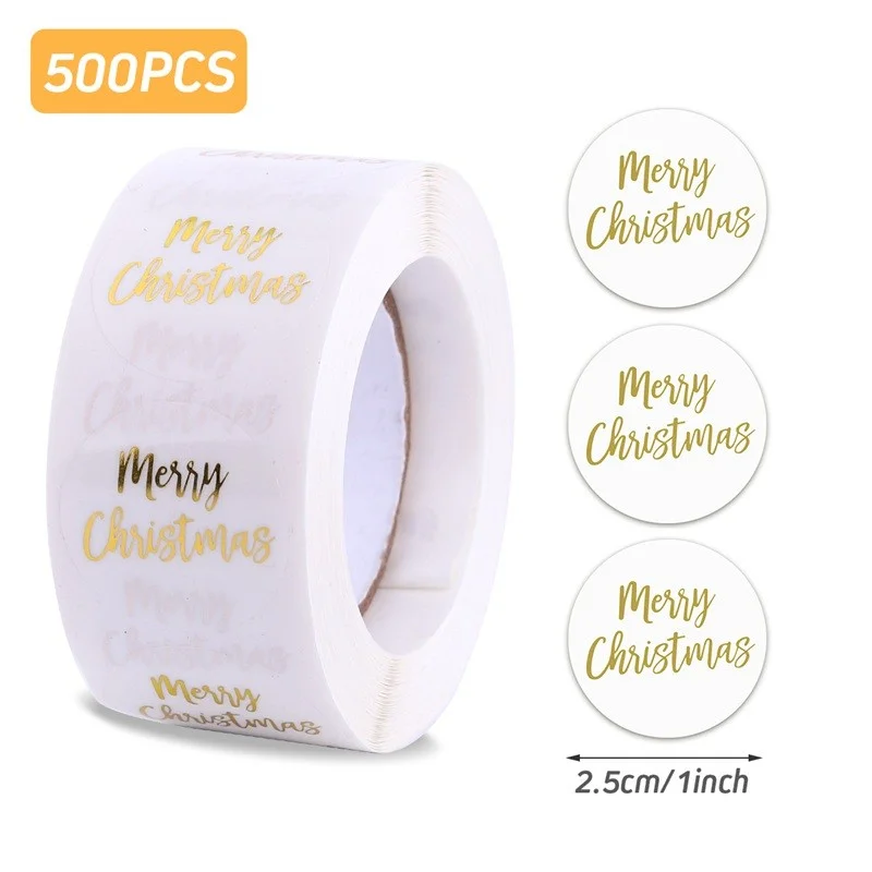 thumbnail image 1 of 500 pegatinas navideñas de Papá Noel, pegatinas de Feliz Navidad, pegatinas redondas para regalo, etiquetas de sello de Felices Fiestas, suministros para fiestas, 1 of 5