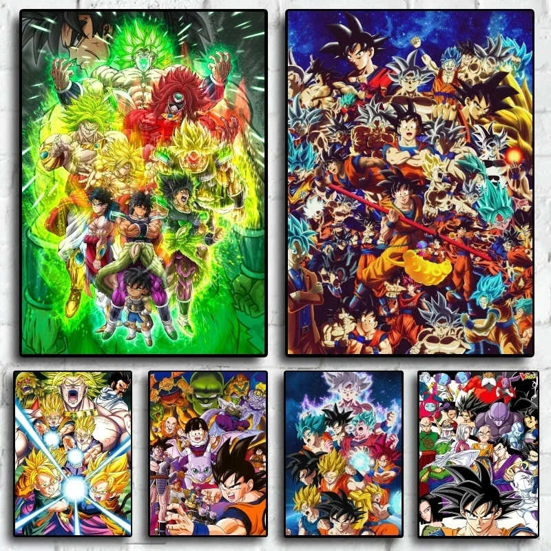 

Super Saiyan Canvas Kakarotto Painting Dragon Ball Posters SonGohan HD Prints Wall Art Pictures Kids Room Home Decor With Frame