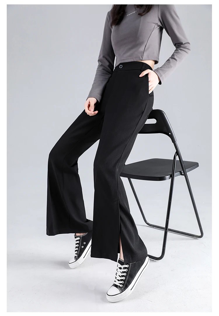 grey sweatpants Fashion Spring 2022 Women's Pants Split Drap Straight Trousers High Waist Office Suit Pants Elegant Female Casual Clothing white capris