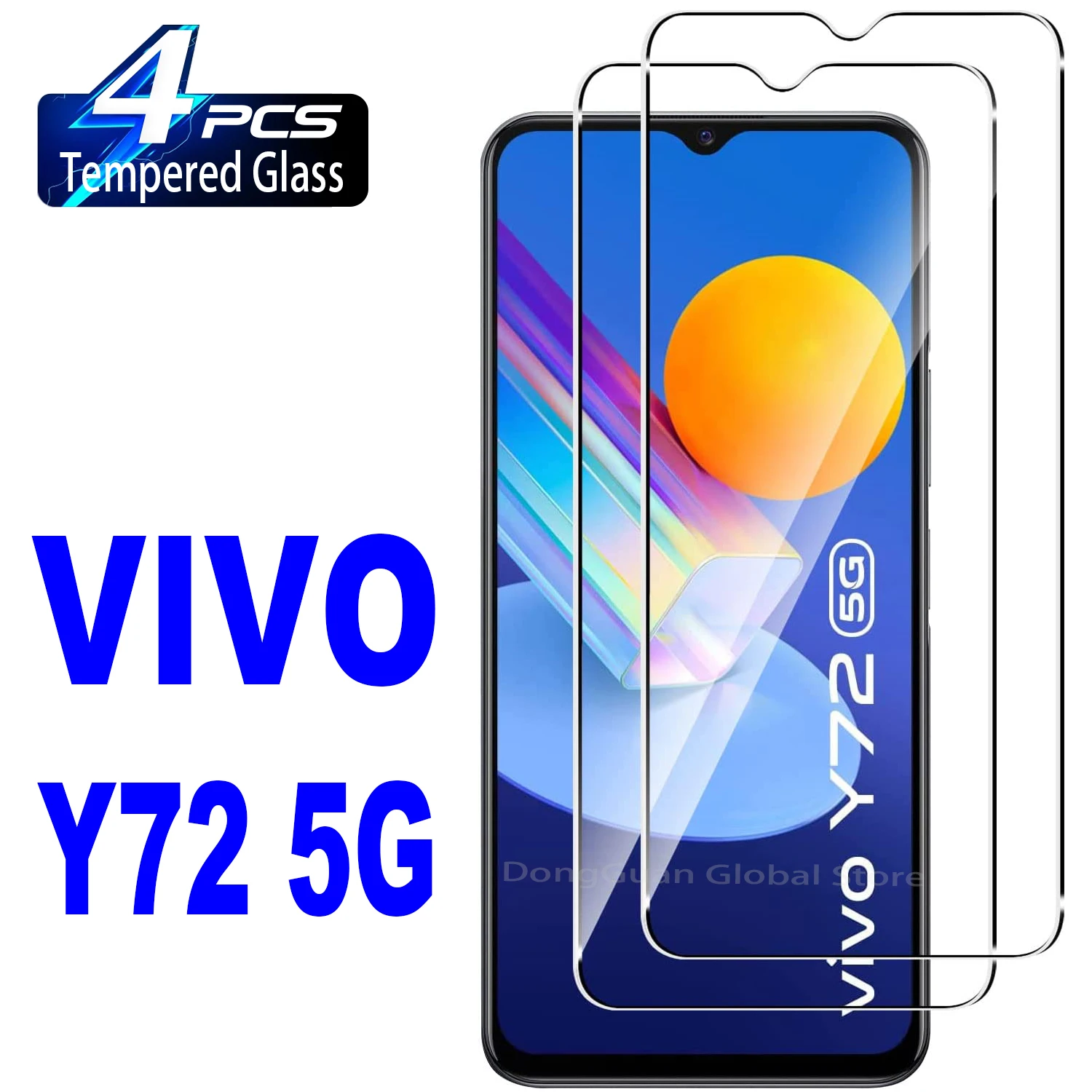 

2/4Pcs High Auminum Tempered Glass For Vivo Y72 5G Screen Protector Glass Film