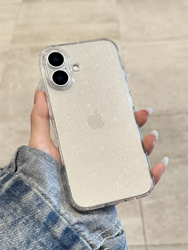 Elegant Bling Glitter Shockproof Clear Phone Case - Soft & Transparent Cover