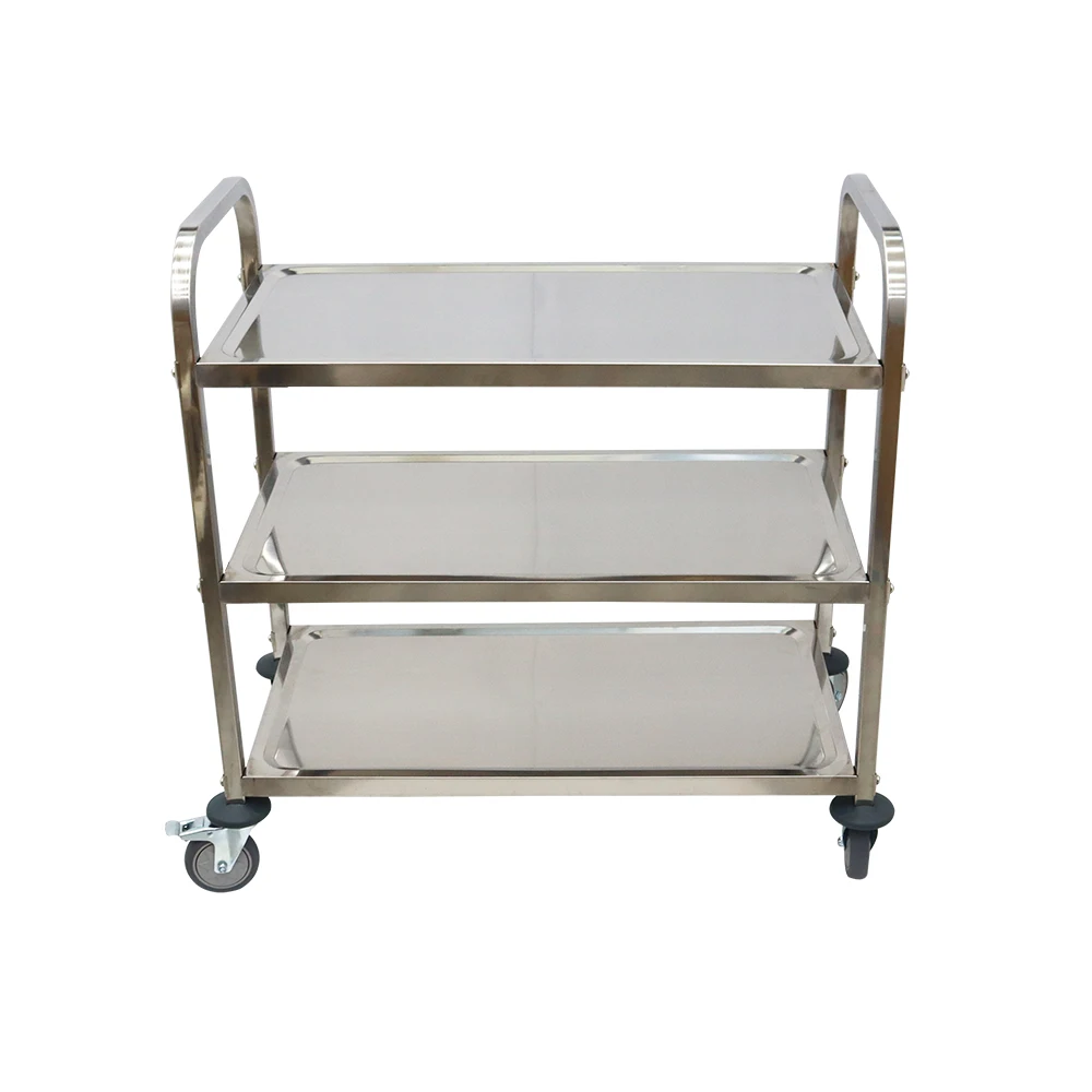 Stainless Steel Cart 3 Layers Lab Utility Cart Medical W/ Lockable Universal Wheels for Lab Clinic Kitchen Salon