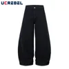 Washed Dark Scimitar Jeans Mens Spring Summer Spliced High Street Loose Wide Leg Denim Pants Men 1