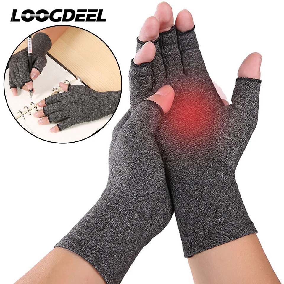 

LOOGDEEL 1Pair Compression Arthritis Gloves Wrist Support Cotton Joint Pain Relief Hand Brace Women Men Therapy Wristband Mitten