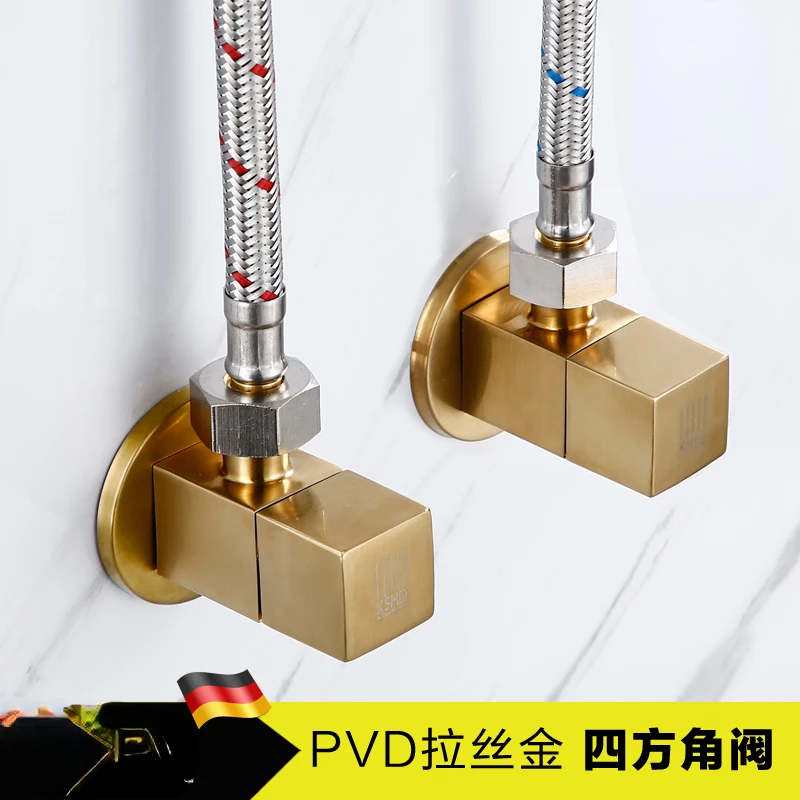 

Golden Square Thickened All Copper Triangle Valve Cold and Water Heater Toilet Household Octagonal Water Stop