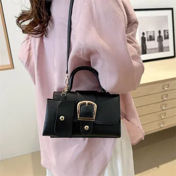 حقيبة كتف بتصميم بإبزيم علوي قابل للطي مع حزام قابل للتعديل، محفظة كروس أنيقة للنساء مع حقيبة صغيرة 5