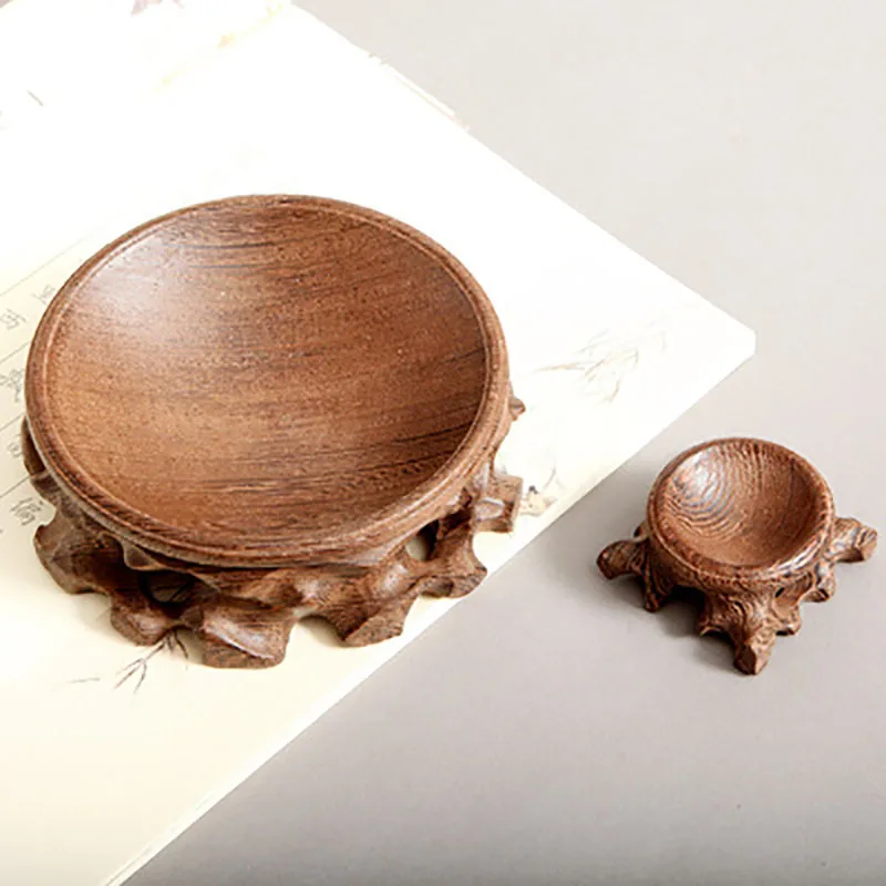 Walnut Bracket Base for Curio, Solid Wood, Chinese Style, Chicken Wing, Crystal Ball, Rosewood Ball, Gourd Base