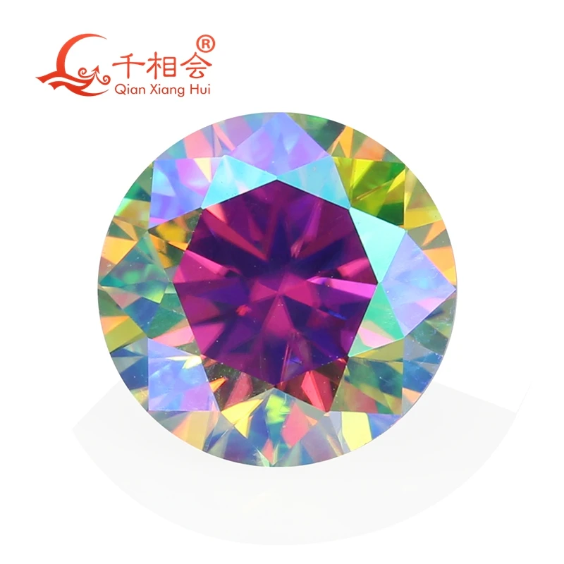 

Rainbow colorful Round shape Brilliant cut vvs moissanite loose gems stone by qianxianghui