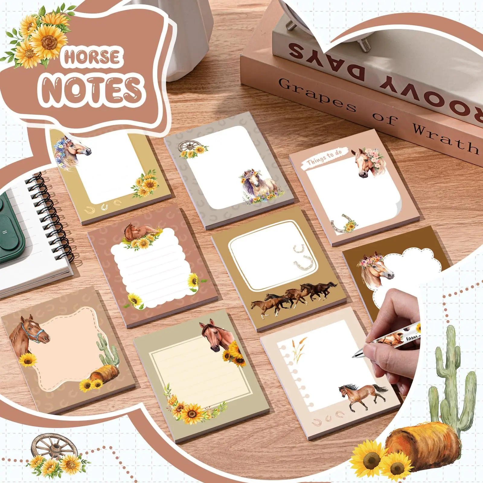 9 Pads Sticky Notes 3.15 x 3.94 Inches Cute Self Sticky Note Pads Colored Adhesive Notepad for Memo Reminder Journal Studying 4
