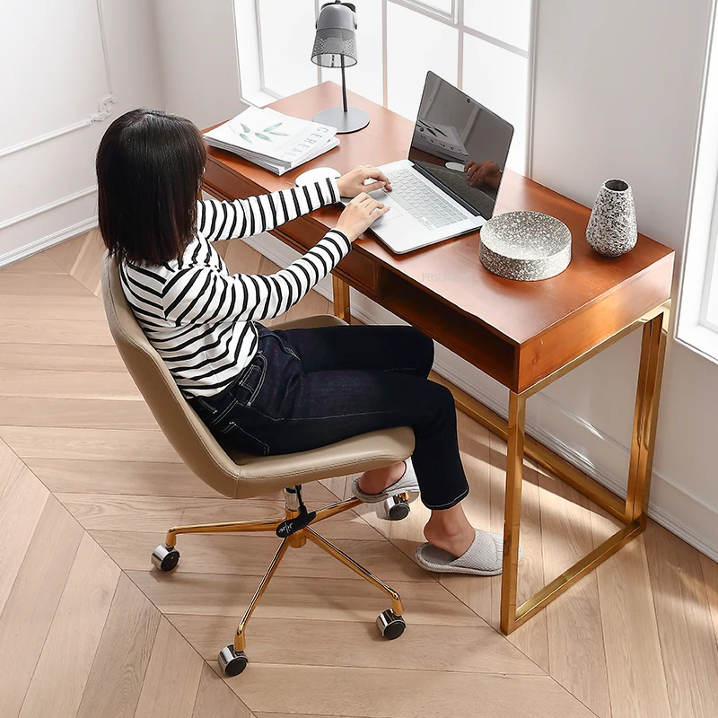 

Large Leather Backrest Office Chairs Swivel Lifting Professional Chair Nordic Office Design Home Leisure Student Computer Chair